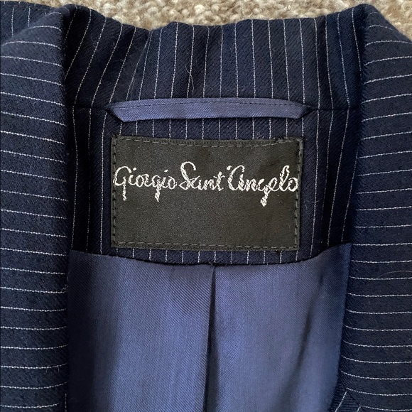 Vintage Navy Wool Pinstripe Blazer | Giorgio Sant’Angelo - Picture 4 of 4